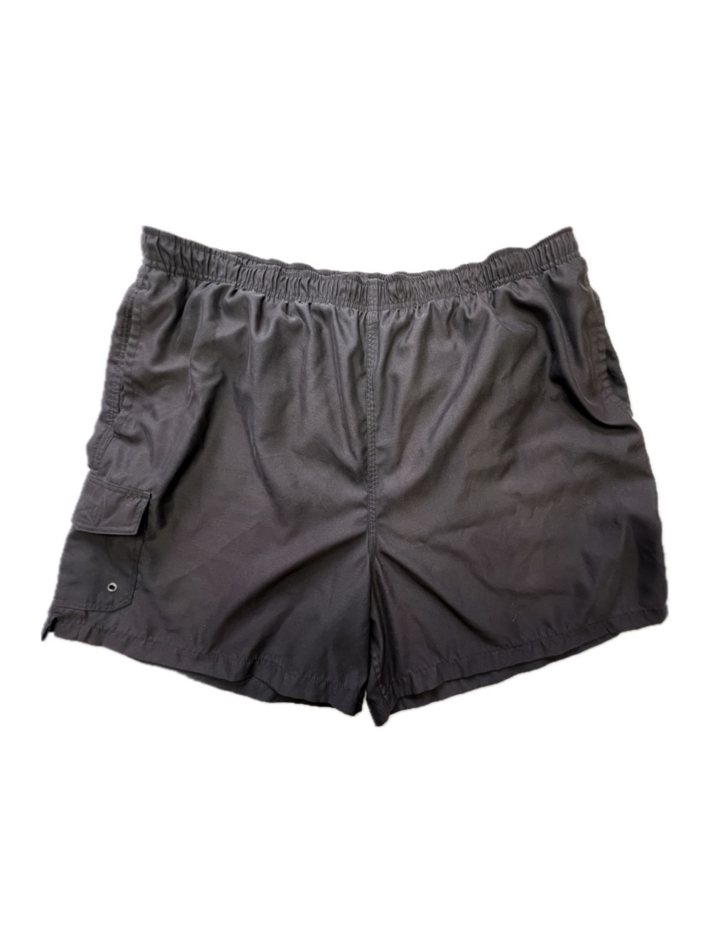 Islander Mens L Black Swim Trunks Mesh Lined Drawstring Elastic Waist Pockets